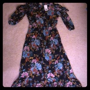 Long floral cold shoulder dress